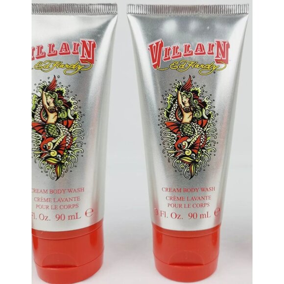 2pc Ed Hardy Villain Cream Body Wash Scented Shower Gel, 3 FL OZ Set of 2, New - Picture 3 of 9
